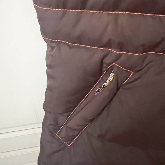 TORY BURCH Quilted Reversible Puffer Vest Brown Orange Sz XS - Picture 7 of 7